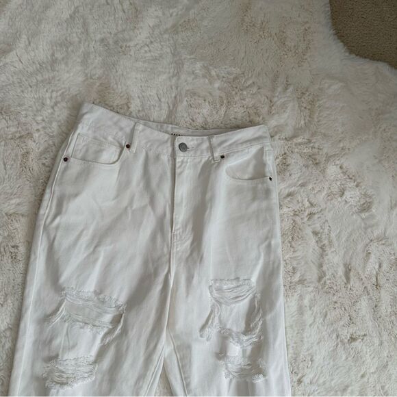 PacSun Prime Torn White Mom Jeans size 29 very distressed - Picture 11 of 14